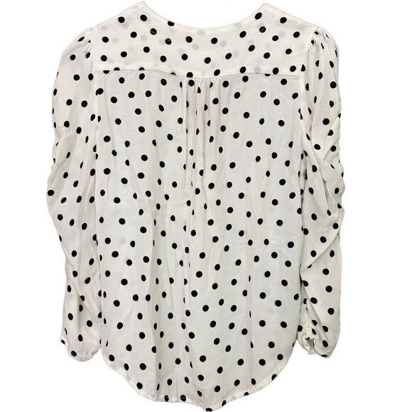 maeve jourdain polka dot puff sleeve button down blouse size x-small - Picture 5 of 6